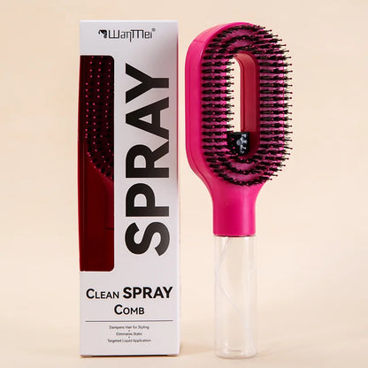 Cepillo Desenredante 2 en 1 con Spray — Masaje Capilar y Peine Nebulizador