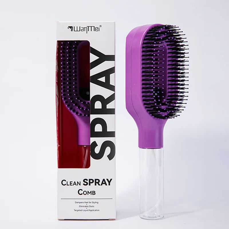 Cepillo Desenredante 2 en 1 con Spray — Masaje Capilar y Peine Nebulizador