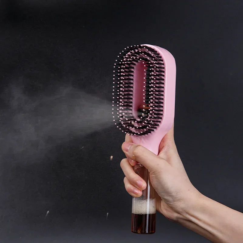 Cepillo Desenredante 2 en 1 con Spray — Masaje Capilar y Peine Nebulizador