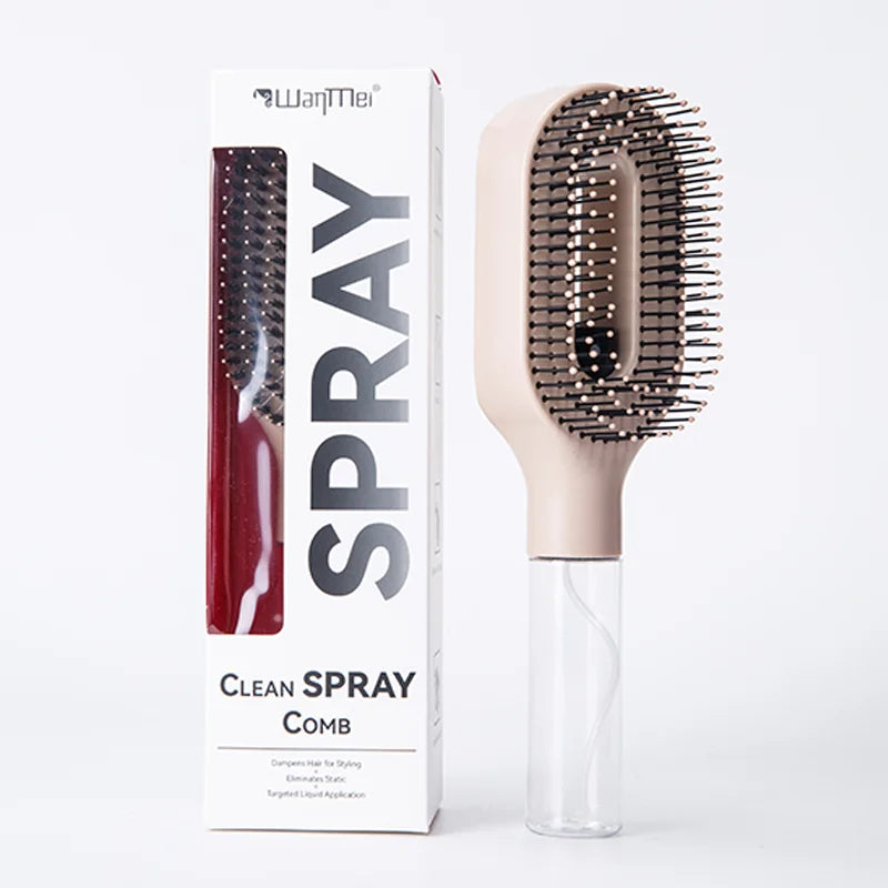 Cepillo Desenredante 2 en 1 con Spray — Masaje Capilar y Peine Nebulizador