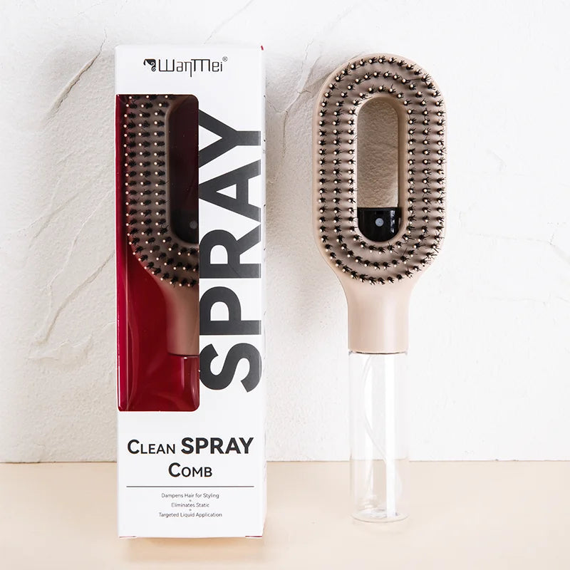 Cepillo Desenredante 2 en 1 con Spray — Masaje Capilar y Peine Nebulizador