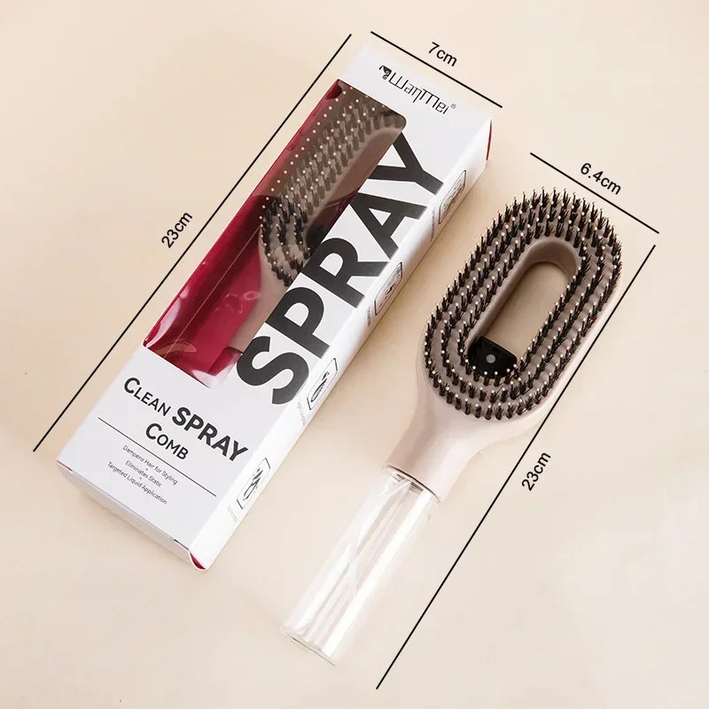 Cepillo Desenredante 2 en 1 con Spray — Masaje Capilar y Peine Nebulizador