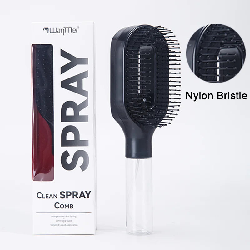 Cepillo Desenredante 2 en 1 con Spray — Masaje Capilar y Peine Nebulizador