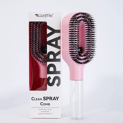 Cepillo Desenredante 2 en 1 con Spray — Masaje Capilar y Peine Nebulizador