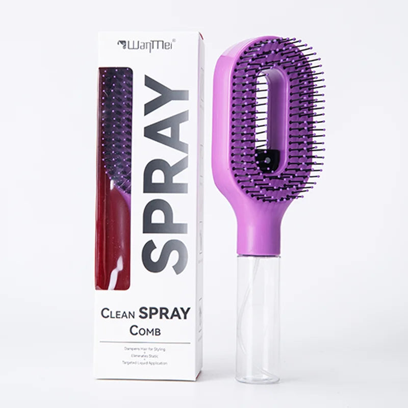 Cepillo Desenredante 2 en 1 con Spray — Masaje Capilar y Peine Nebulizador